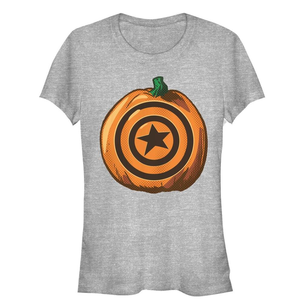 Juniors Marvel Halloween Captain America Shield Pumpkin Tshirt